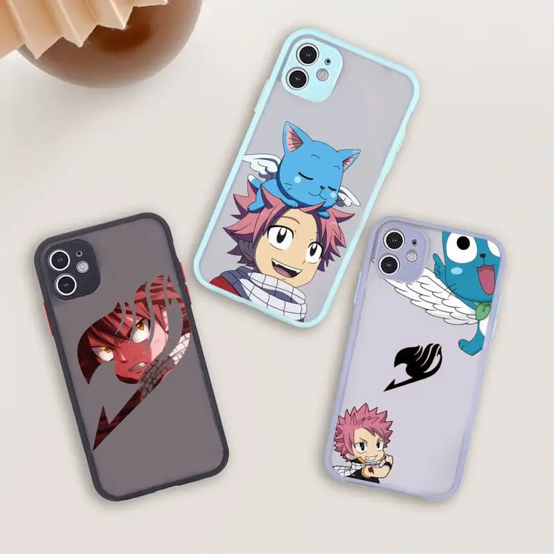 

Anime Fairy Tail Phone Case For iPhone 12 11 Mini Pro XR XS Max 7 8 Plus X Matte transparent blue Back Cover
