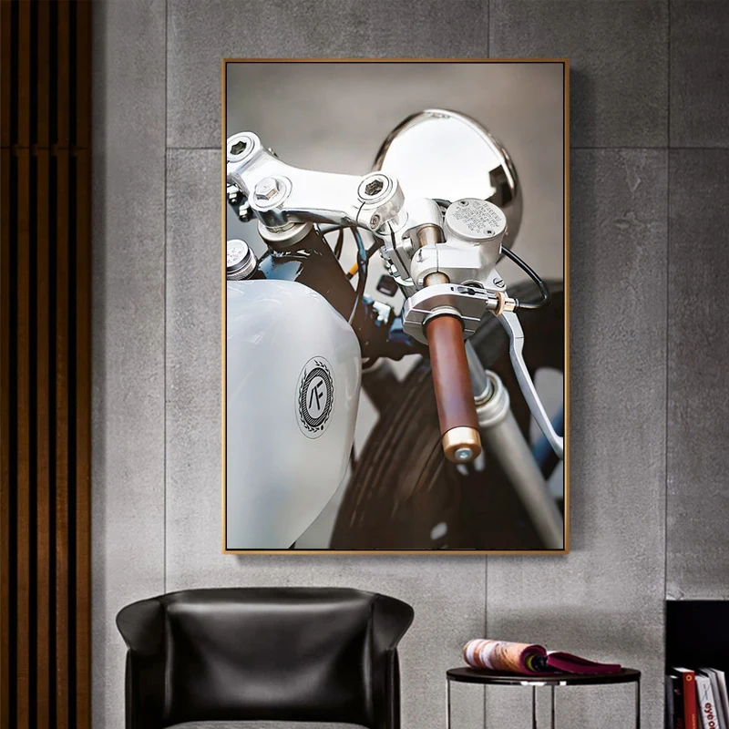 Скандинавский модный плакат с принтом фигуры классический мотоцикл девушка