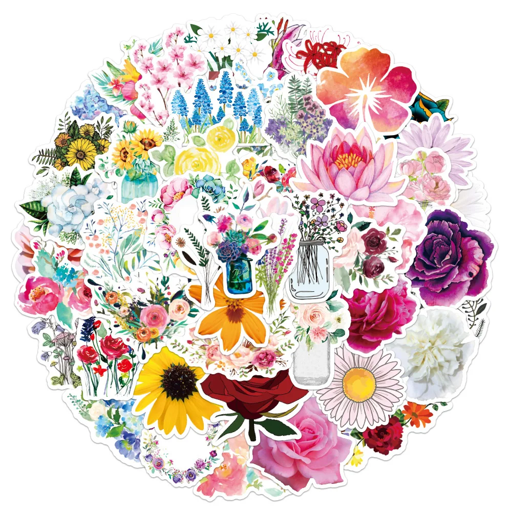 

50pcs Kawaii Flower Series Sticker Notebook Computer Adesivos Craft Supplies Scrapbook Material Christmas Sticker