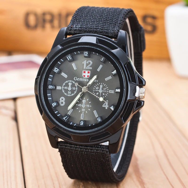 

New Top Brand Men Quartz Watch Military Canvas Strap Fabric Analog Wristwatches Sports Clock Wristwatches Male Relogio Masculino