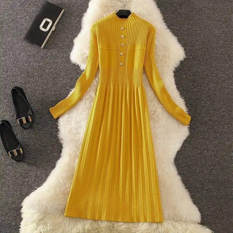 ICHOIX элегантный свитер платье зимнее Длинные рукава Повседневные Белое Женское