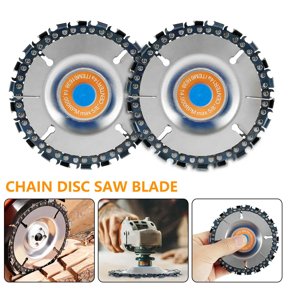 

2pcs Saw blades Wood Carving Disc 22-Teeth Steel Chainsaw 4 Inches Angle Grinder Disc Woodworking Chain Discs Cutting Tool