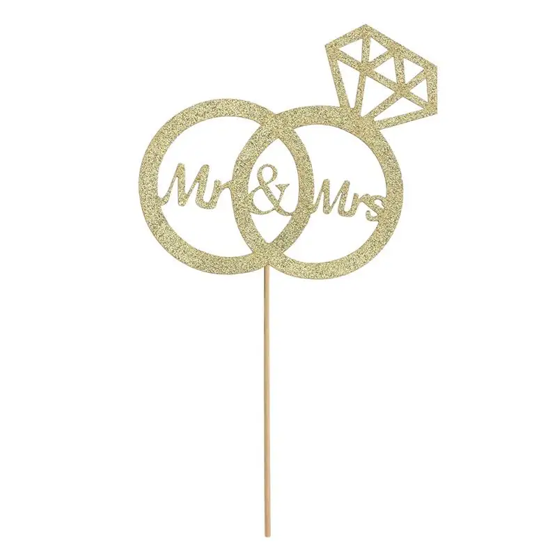 1 шт. АЛМАЗНОЕ КОЛЬЦО бумажный Топпер на торт кекс топперы сверкающие Mr & Mrs выбор