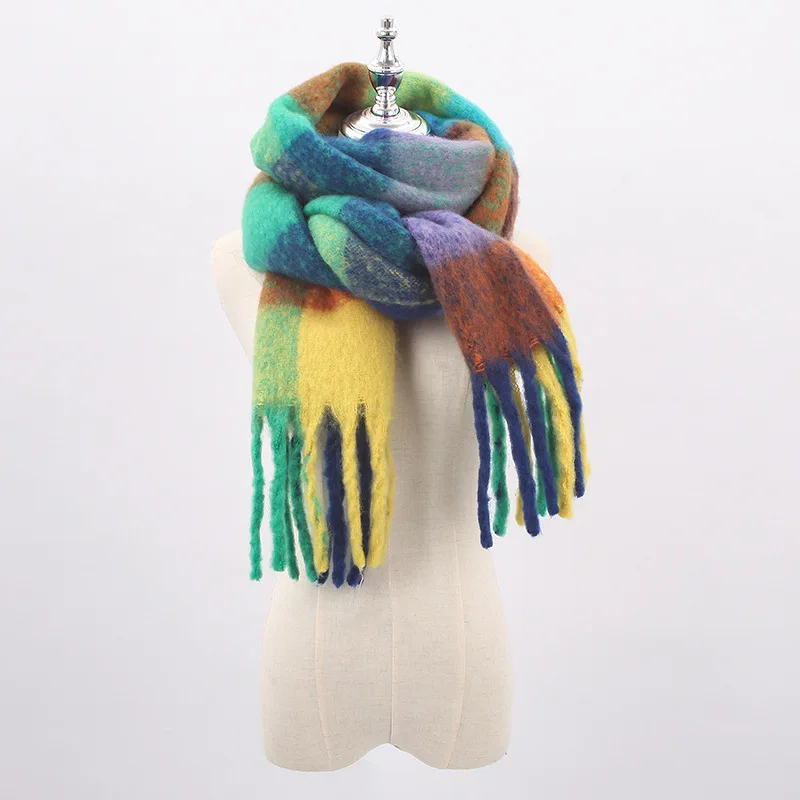 Новый брендовый клетчатый кашемировый шарф женские зимние толстые теплые