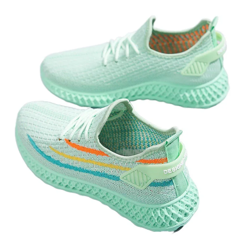 

Ms. Stretch The Spring and Summer Sports Shoes Breathable Mesh Fabric Lace Korean Version of Casual Female Running Fitness Shoes