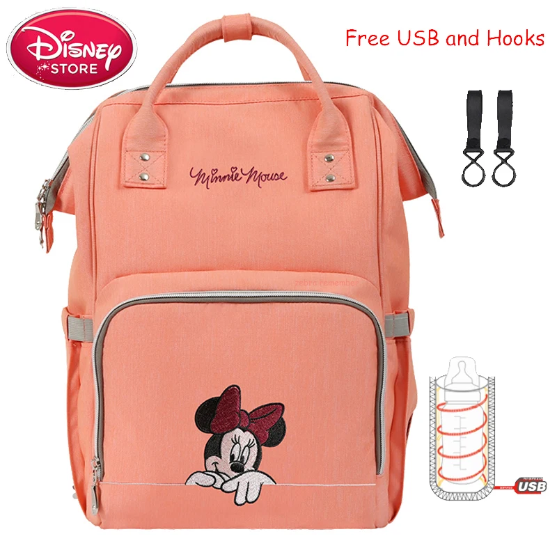 orange Сумка для подгузников disney, usb-утеплитель, рюкзак для мамы и ребенка, сумка для ухода за ребенком, дорожная коляска, сумка для подгузников - Цвет: orange