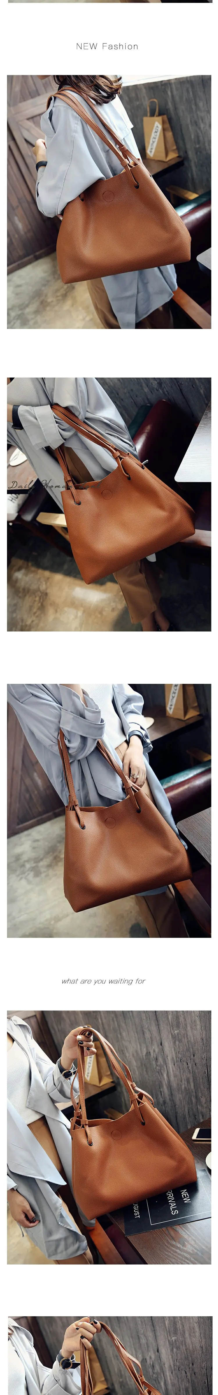 

Women's bag litchi pattern two-piece set, one-shoulder slant-span bag, large-capacity handbag