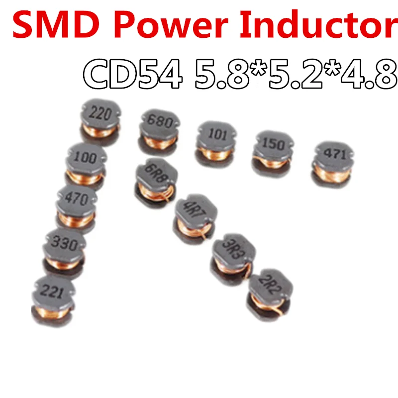 20 шт./лот CD54 SMD силовой индуктор 5 8*5*4 8 мм 2.2UH 3.3UH 4.7UH 6.8UH 10UH 15UH 22UH 33UH 47UH 68UH 100UH 220UH 330UH