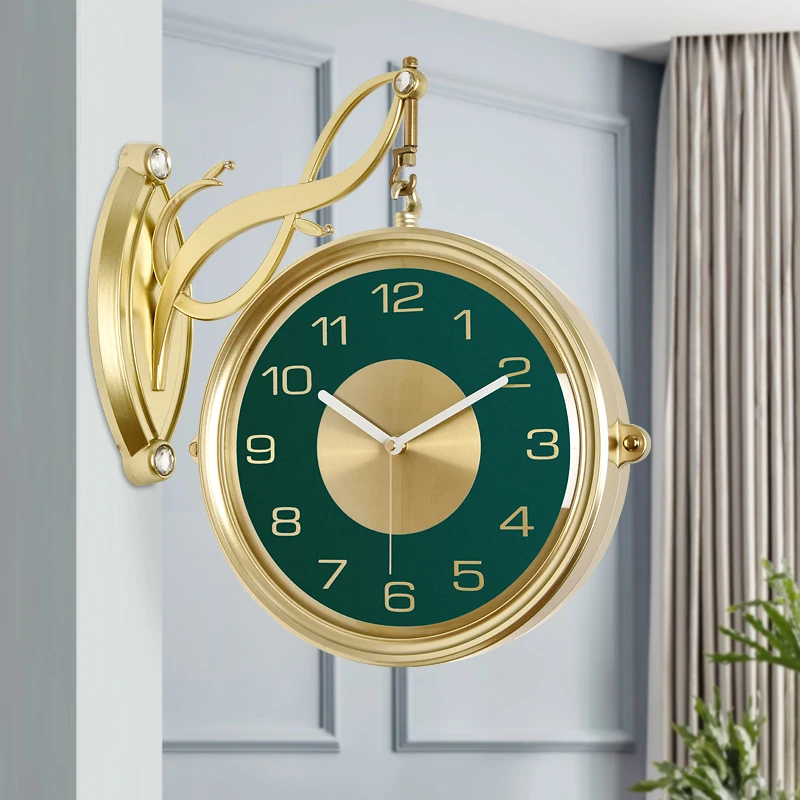 

European Luxury Wall Clock Simple Creative Nordic Classic Double Sided Wall Clock Modern Design Reloj De Pared Home Decor DF50WC