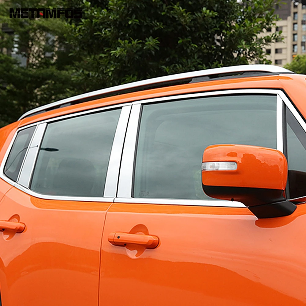 

For Jeep Renegade 2014-2018 2019 Full Window Frame Strip B C Pillar Cover Trim Sticker Stainless Steel Accessories Car Styling