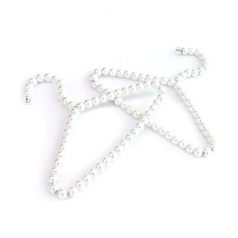 

Pet Clothes Hanger White Pearls Thickened Wire Anti-rust Smooth Round and Easy to Deform Dog Cat Clothes Hanger