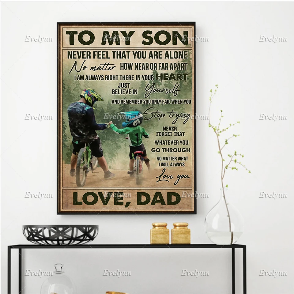 

Mountain Biking Bicycle Biker Bike Poster To My Son Form Dad Father's Day Gifts Wall Art Prints Home Decor Canvas Floating Frame