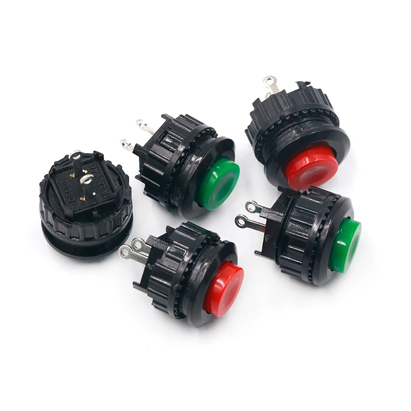 

2PCS Power switch button switch press through DS-500 open hole 14MM red green non-lock switch self-reset