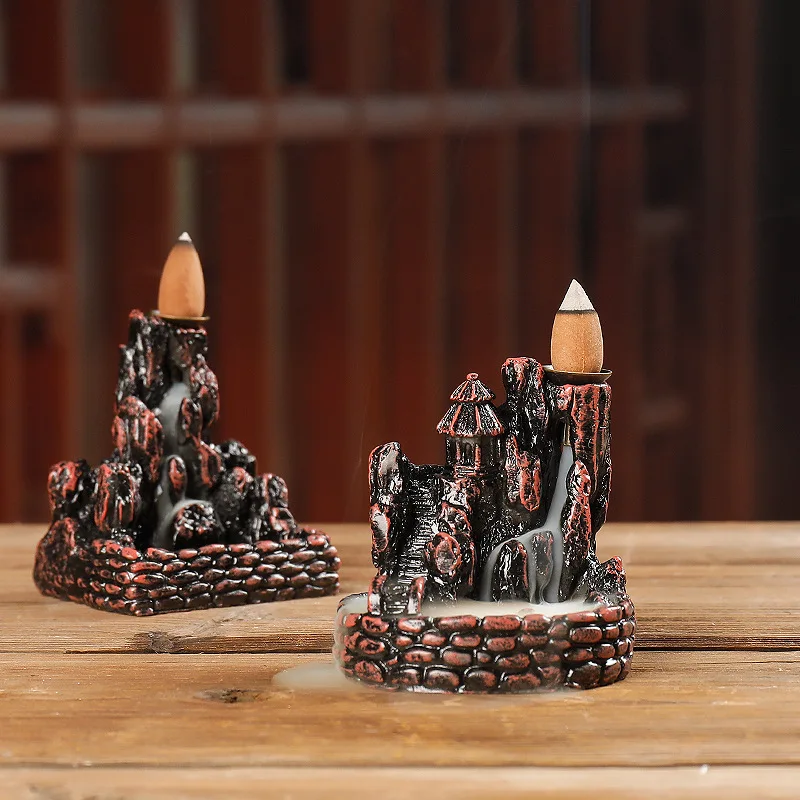 

Home Decor Resin Incense Holder Artificial Mountain Waterfall Backflow Incense Burner