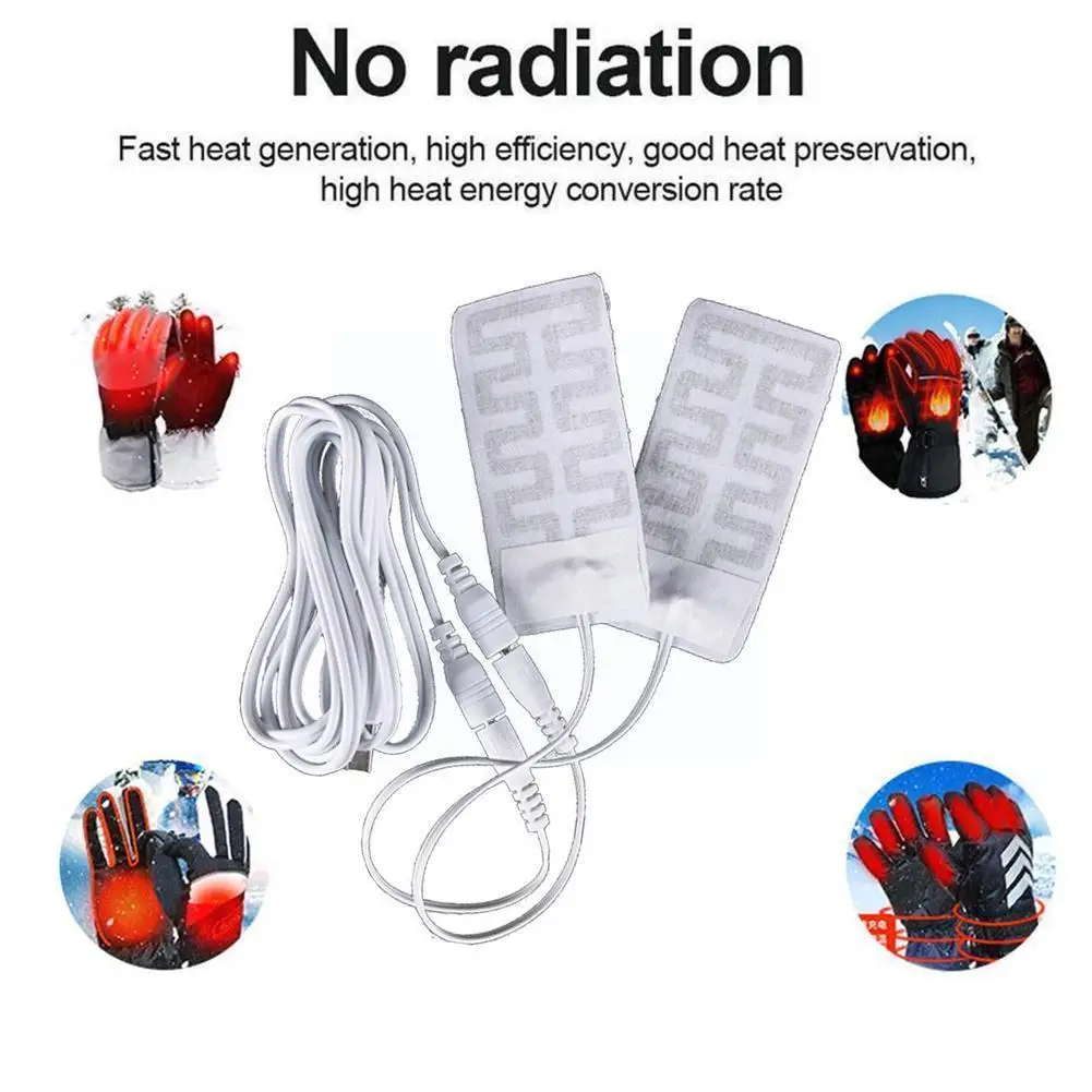 

1 Pair 5*9CM 5V USB Heated Socks Carbon Fiber Pads Arm Gloves Waist Hands Heated Electric Insoles Warm Winter Heated R4H2