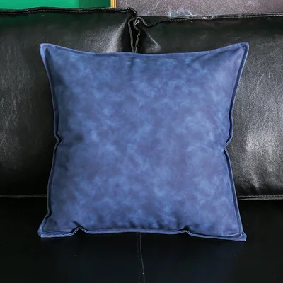 Синий 45X45/60X60/70X70 см, Одноцветный кожаный чехол для дивана, наволочка для подушки, автомобильная декоративная большая поясная наволочка - Цвет: Синий
