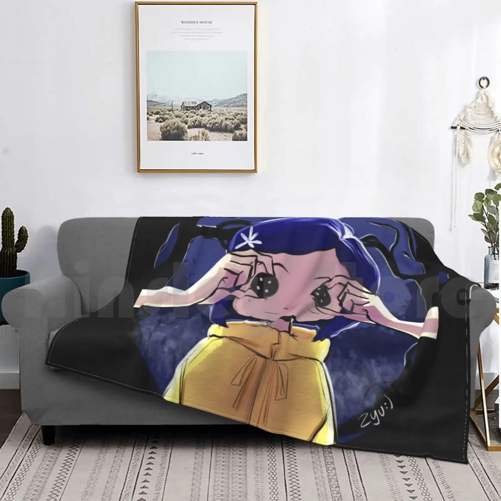 Одеяло из кораллена для дивана-кровати путешествий Coraline Neil Gaiman Book Stop Motion Movie Terror