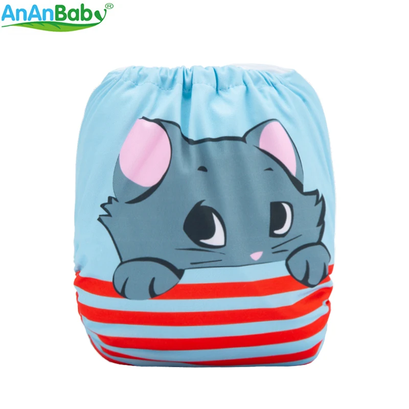 {AnAnBaby} детские подгузники нового дизайна водонепроницаемые и многоразовые подгузники с цифровым принтом положения тканевые подгузники с вставками из микрофибры