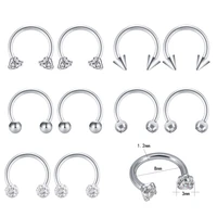 zs 16g shiny crystal nose rings stainless steel septum rings for women men punk style septum clicker body piercing jewelry gift