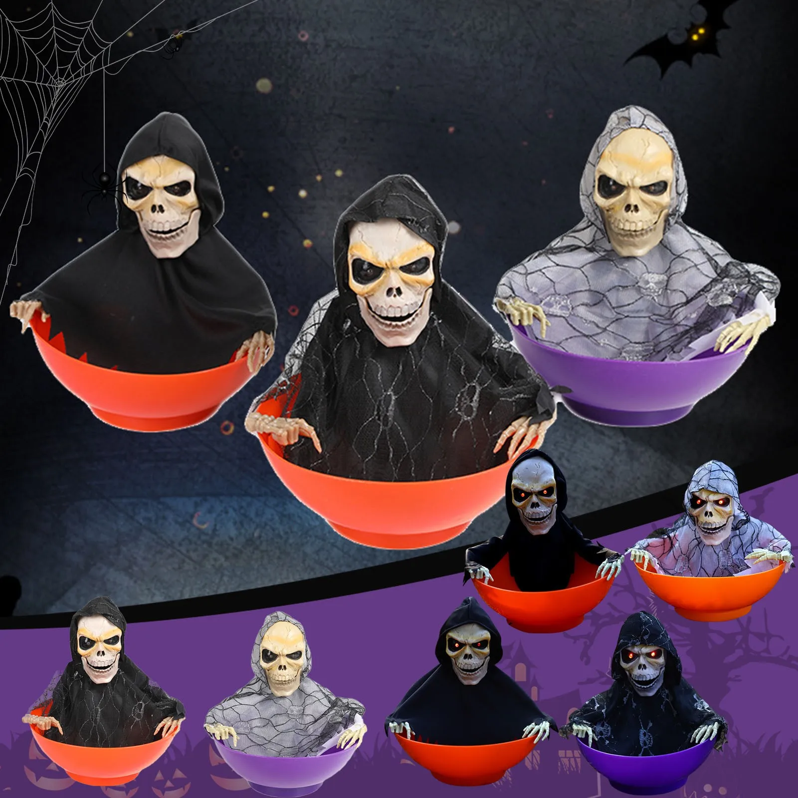 

Halloween Electric Light Control Tricky Funny Induction Fruit Plate Ghost Novelty Funny Toys Party Clothing Accessories Gift