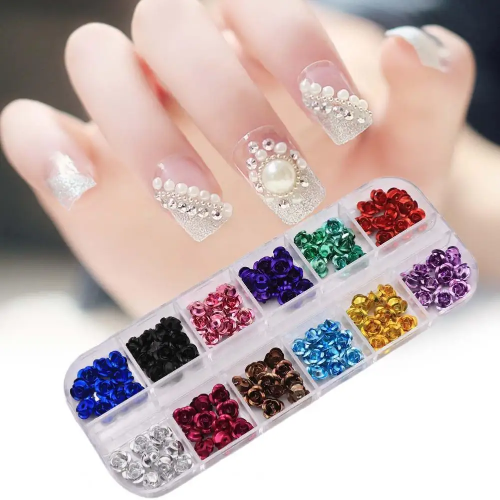 

Hot Sale!!1 Box Flower Nail Art Anti-rust Anti-fall Novel 3D Metal Flower Nail Stud for Nail