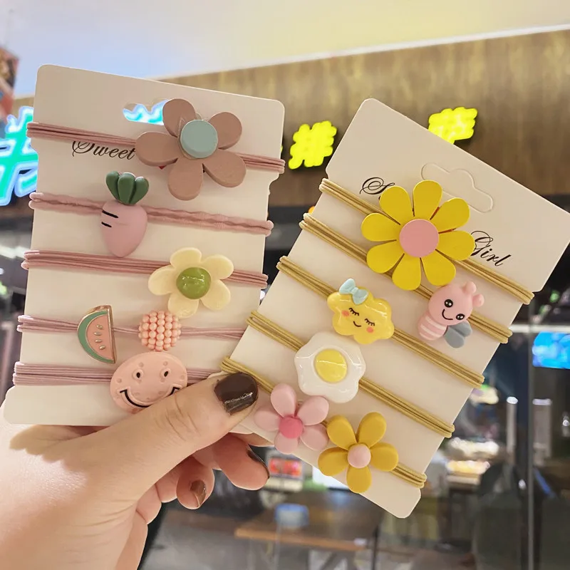 

New Children's Hair Tie Elastic Head Rope Cute Cartoon Animal Flower Smiley Girl Hair Tie Women's Headdress Hair Accessories