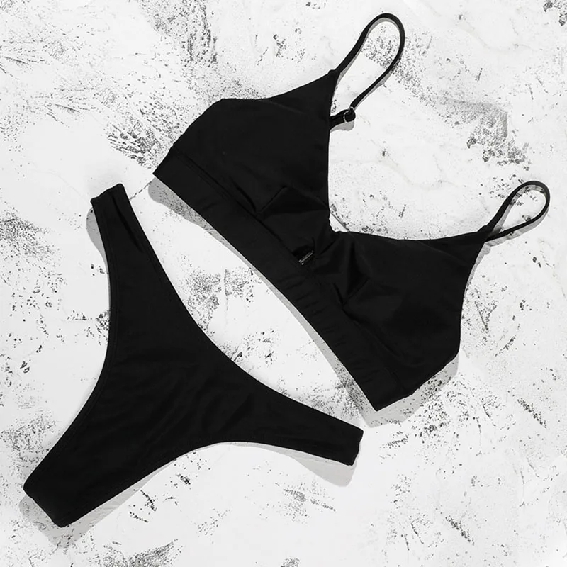 

Bikini Push Up 2021 Sexy Women Swimsuit Solid Female Swimwear Thong Brazilian Bikini Set Biquini Beachwear Bathing Suit Women