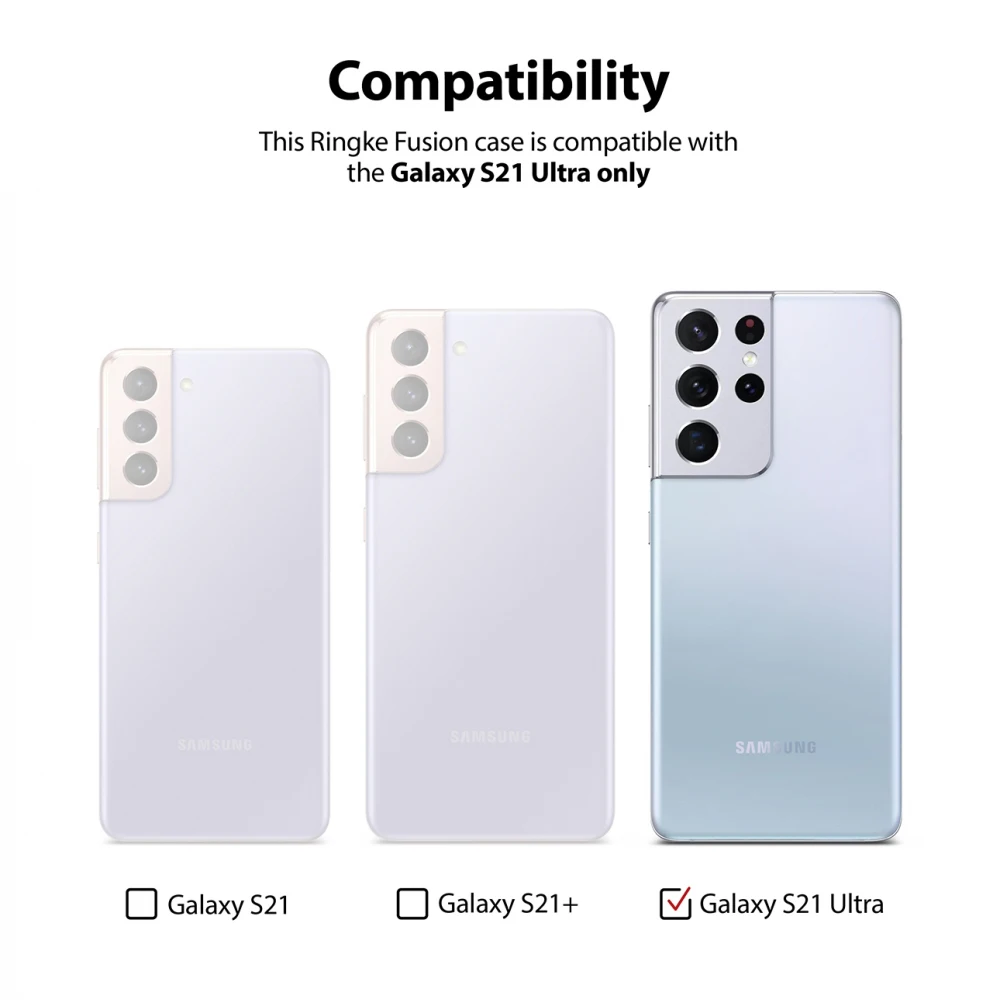 

Ringke Fusion Designed for Galaxy S21 Ultra case Soft Tpu and Transparent Hard Plastic Back Hybrid Cover