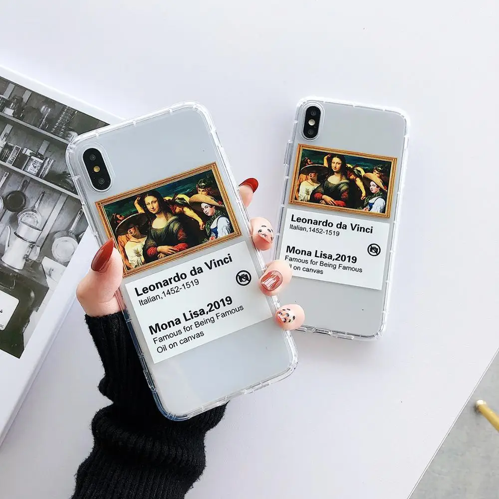 Mona Lisa чехол для телефона iPhone 11 Pro X XR XS Max мягкий прозрачный ТПУ подушка