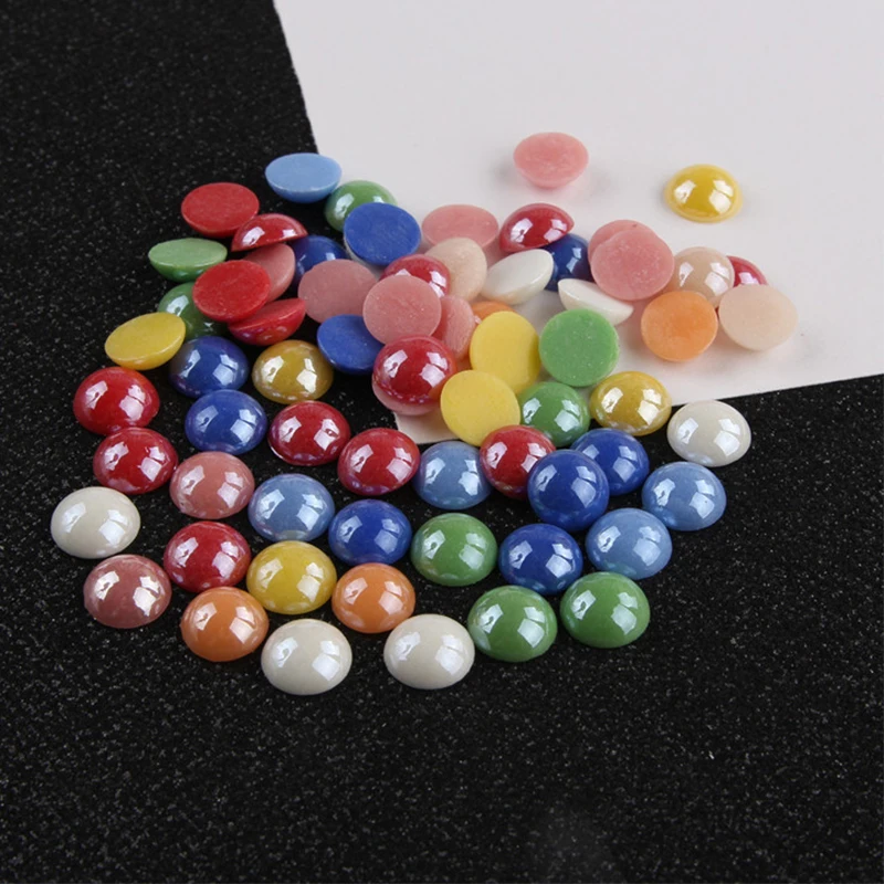 100 шт./упак. Плоские керамические Стразы DIY 6 мм/8 мм/10 мм смешанные цвета Глянцевая