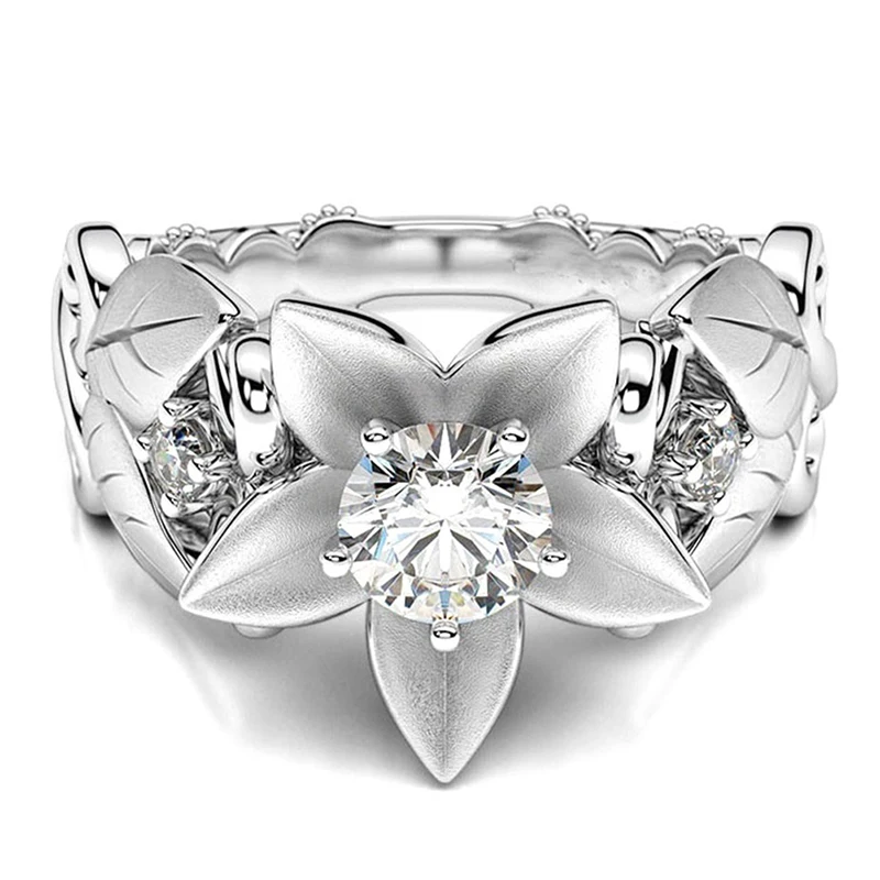 

New Flower Leaf Wedding Ring Fashion Jewelry For Women Jewelry Accessories New