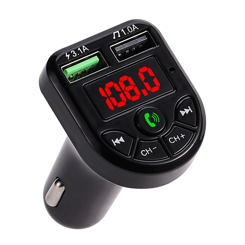 

LED FM Transmitter Bluetooth-compatible 5.0 Car Kit Dual USB Car Fast Charger 3.1A 1A 2 USB MP3 Music Player Support TF/U Disk