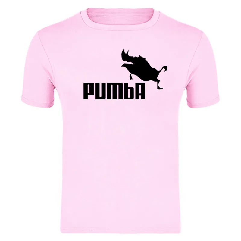 pink Новая летняя футболка с принтом пумбы, мужские хлопковые футболки, футболка с коротким рукавом, высокое качество, футболки для мальчиков, топы, много цветов и размеров - Цвет: pink