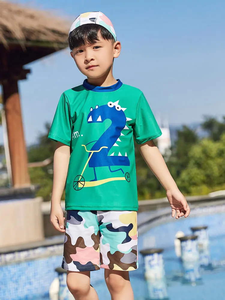 Детский купальный костюм из двух предметов для мальчиков с длинными рукавами (От