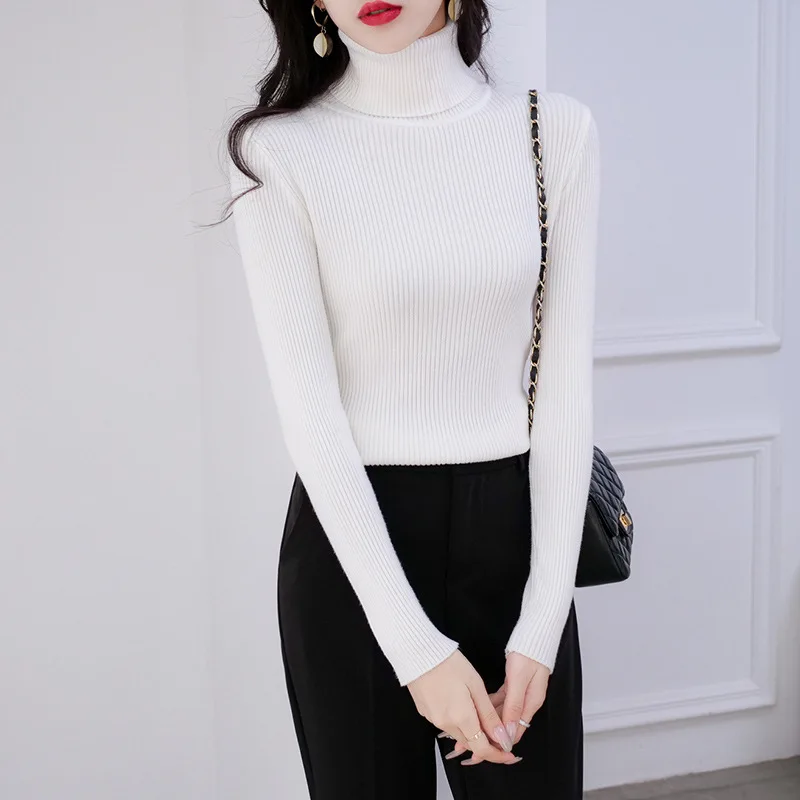 

CGC 2022 Autumn Winter Women Turtleneck Sweater Knitted Warm Thicken Pullover Loose Sweater Female Jumper Casual Long Sleeve Top