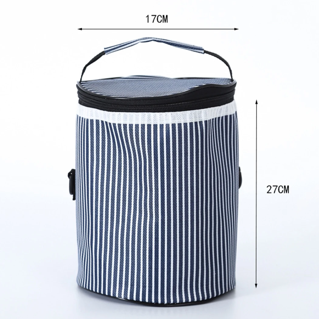 

Picnic Lunch Bag Container Traveling Reusable Round Bento Bag Non-Woven 27*17cm