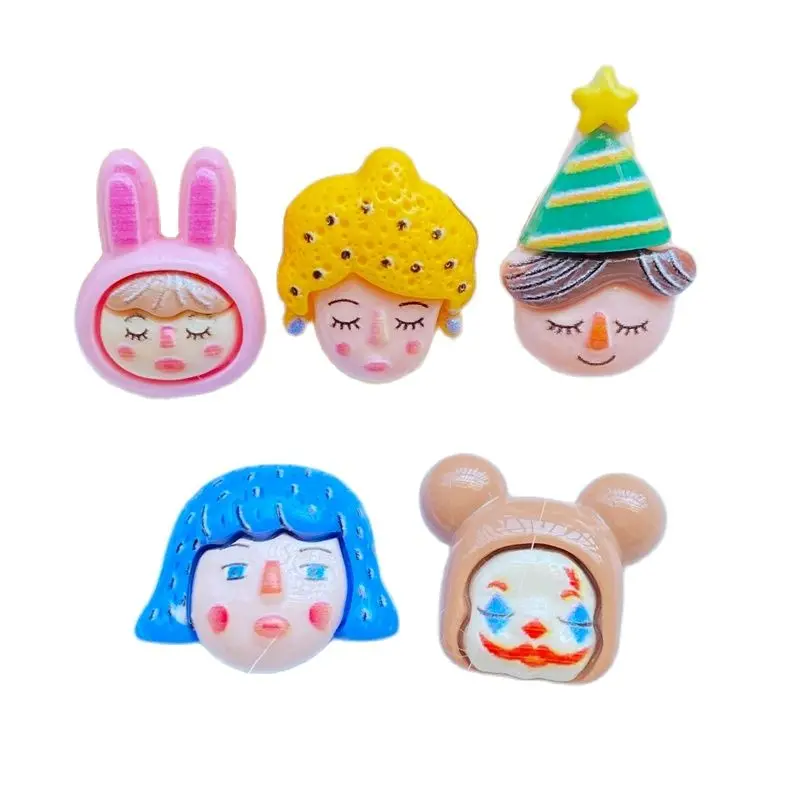 

20Pcs New Cute Mini Cartoon Head Portrait Flat back Resin Cabochons Embellishments Accessories DIY Hair Bows Center Q33