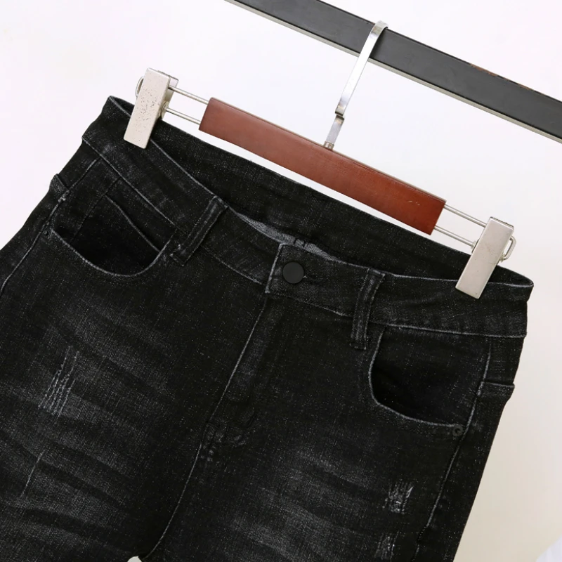 Женские джинсы бойфренды с высокой талией шаровары из денима черного цвета