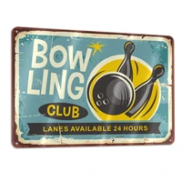 bowling club funny sign tin art wall decor vintage aluminum retro metal sign iron painting vintage decorative signs coffe