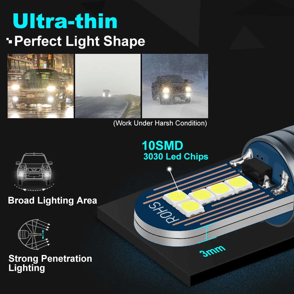 2 шт. автомобильные светодиодсветодиодный лампы H1 H3 10 3030SMD 12 в 6000 К|Автомобильная