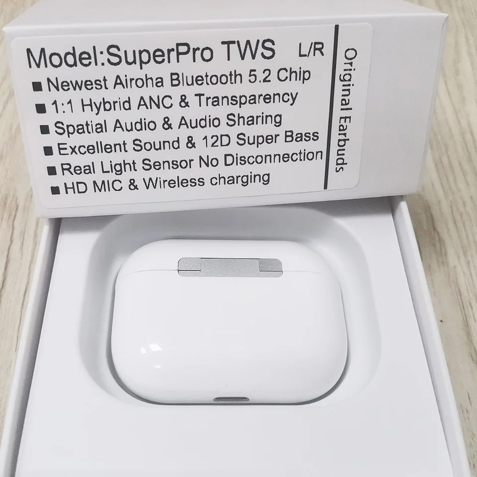 Airoha 1562U SuperPro наушники вкладыши TWS Bluetooth 5 2 45DB Гибридный ANC Беспроводной 12D супер бас
