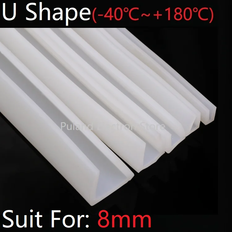 

U Shape Seal Strip 8mm Channel Silicone Rubber Wrap Slid Window Car Door Shower Frameless Glass Edge Weatherstrip Soft Protect
