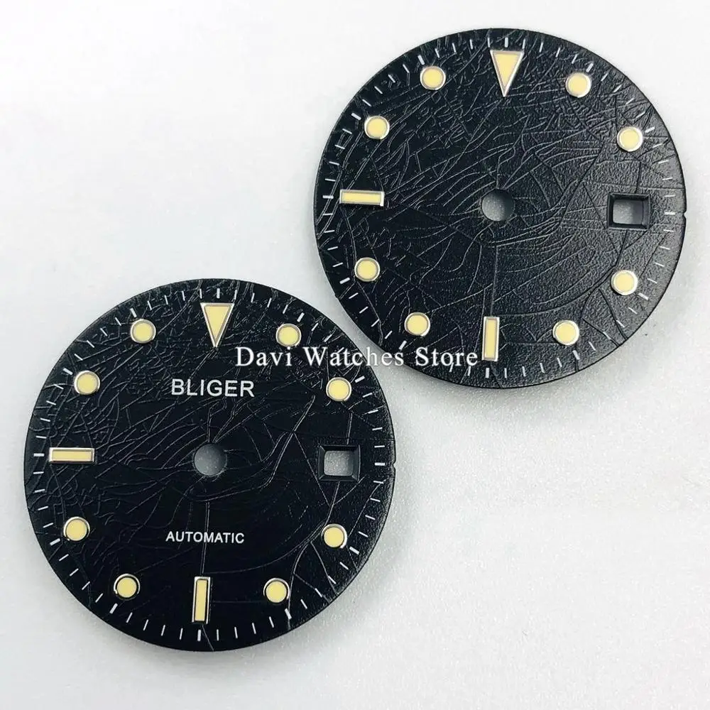 Новинка 29 2 мм Bliger/стерильные черные часы с циферблатом светящиеся подходят для ETA