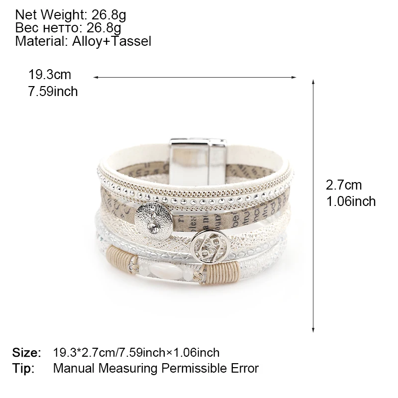 

Amorcome Multilayer PU Leather Bracelets for Women Female Rhinestone Metal Letter Charm Wrap Bracelets Bangle Jewelry Bijoux