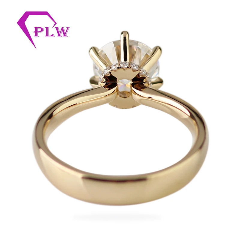 1.5ct 7 5 мм Золотой Классический 6 коготь Косынка Обручение платье кольцо 10K 14K
