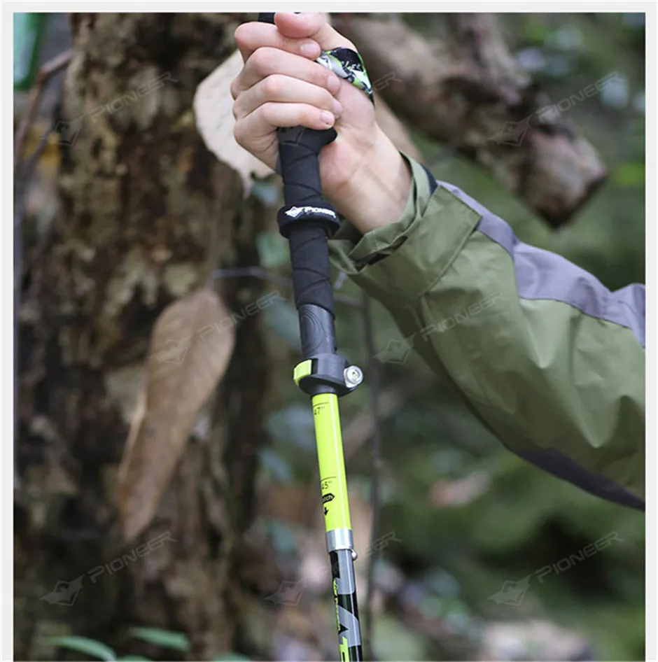

Pioneer Carbon Folding Sticks Ultra-light Adjustable Telescopic baton Camping Hiking Walking Poles Alpenstock Trekking Cane 1pc