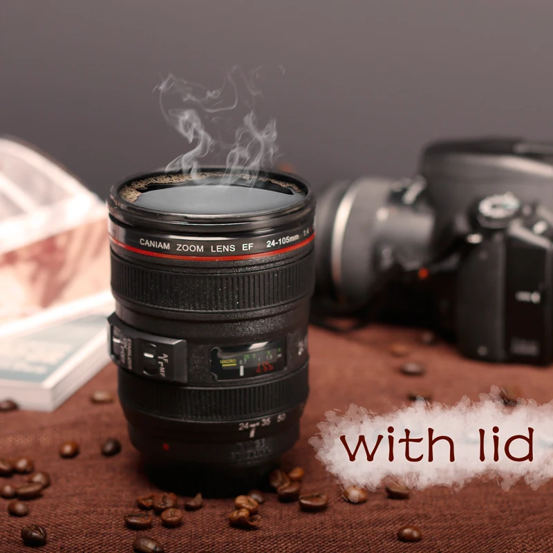 Anti-scald Coffee Cup SLR Simulation Camera Lens Mugs Anti-slip Stainless Steel Thermal Mug Decoration Home Drinkware | Дом и сад
