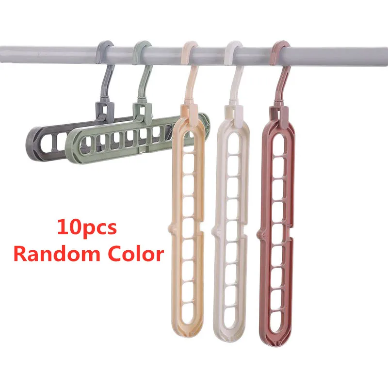 

10pcs Magic Multi-port Support Circle Clothes Hanger Clothes Drying Rack Multifunction Plastic Home Storage