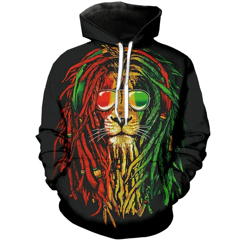 

Fashion Men's Sweatshirt 3D Printing Hoodie Harajuku Rock Hip Hop Bob Singer Marley Reggae Costume Unisex Street Zipper Dress