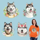 Аляска маламут Цветочные Патчи для домашних животных для одежды термоклейкие Патчи Наклейки на одежду глажки наклейки DIY Футболка